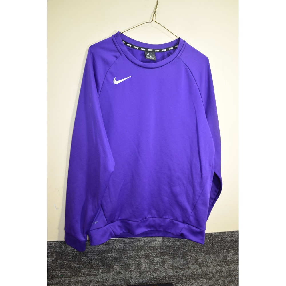 Nike Dri-FIT Mens Small Purple Crew Neck Sweatshirt Swoosh THICK Training Shirt